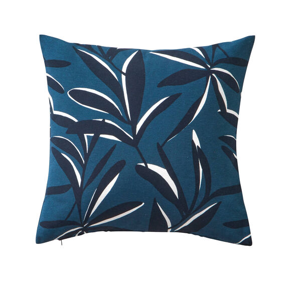 Housse de coussin imprim&eacute; feuillage (bleu)