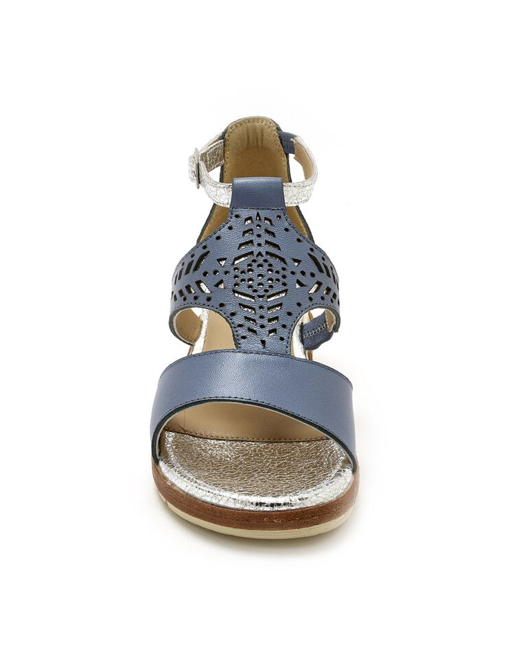 Sandales cuir ajouré pailleté largeur confort (marine) Sandales cuir ajouré pailleté largeur confort (marine)