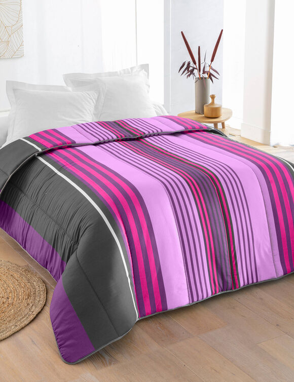 Couette coton imprimée Detroit 400 g/m² (prune)