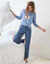 Pyjama pantalon imprim&eacute; "chien " - pochon assorti offert (bleu)