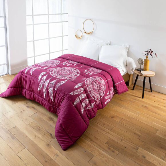 Couette coton imprim&eacute; Tea 400 g/m&sup2; (prune)