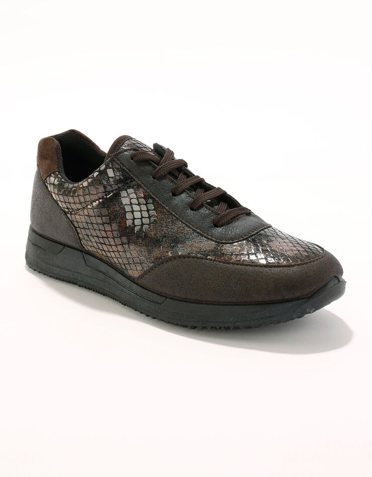 Baskets lacées spécial pieds sensibles en tissu extensible (marron) Baskets lacées spécial pieds sensibles en tissu extensible (marron)