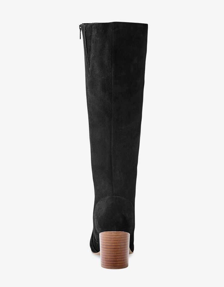 Bottes à talon en croûte de cuir (noir) Bottes à talon en croûte de cuir (noir)