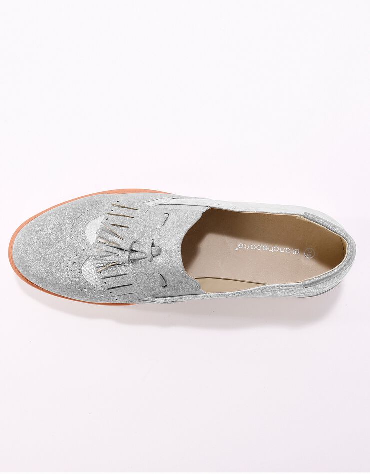 Slippers compensés à franges et glands - python gris/argenté (gris / argenté) Slippers compensés à franges et glands - python gris/argenté (gris / argenté)