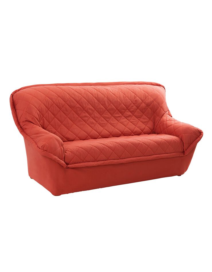 Housse bachette matelassée coton uni fauteuils canapés accoudoirs (terracotta)