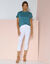Legging 3/4 taille haute, ventre plat (blanc)