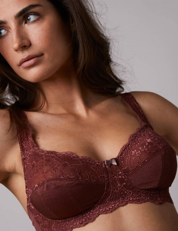 Soutien-gorge maille satinée et dentelle Salford sans armatures - lot de 2 (chocolat + taupe)