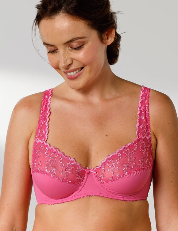 Soutien-gorge forme emboîtante tulle brodé stretch et microfibre Batlow-  avec armatures (rose)