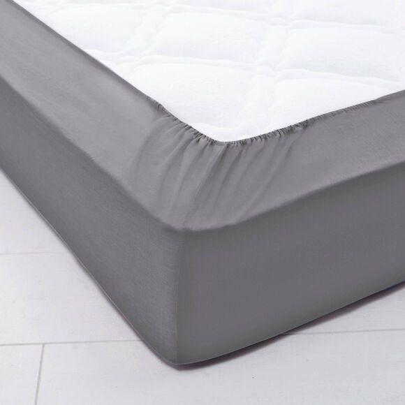 Drap-housse uni coton bonnet 32 cm (anthracite)