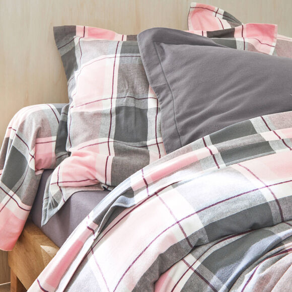 Linge de lit Scott flanelle tissé teint (rose)