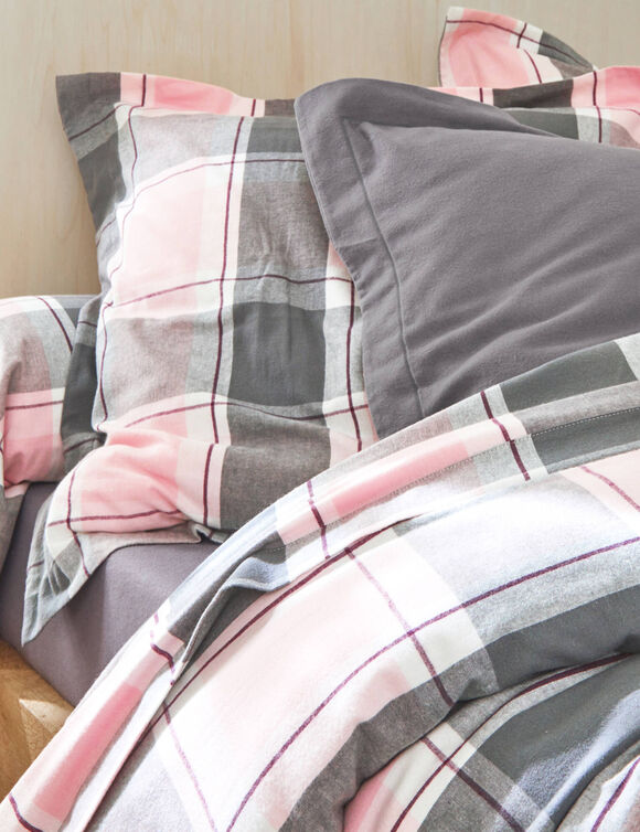 Linge de lit Scott flanelle tissé teint (rose)