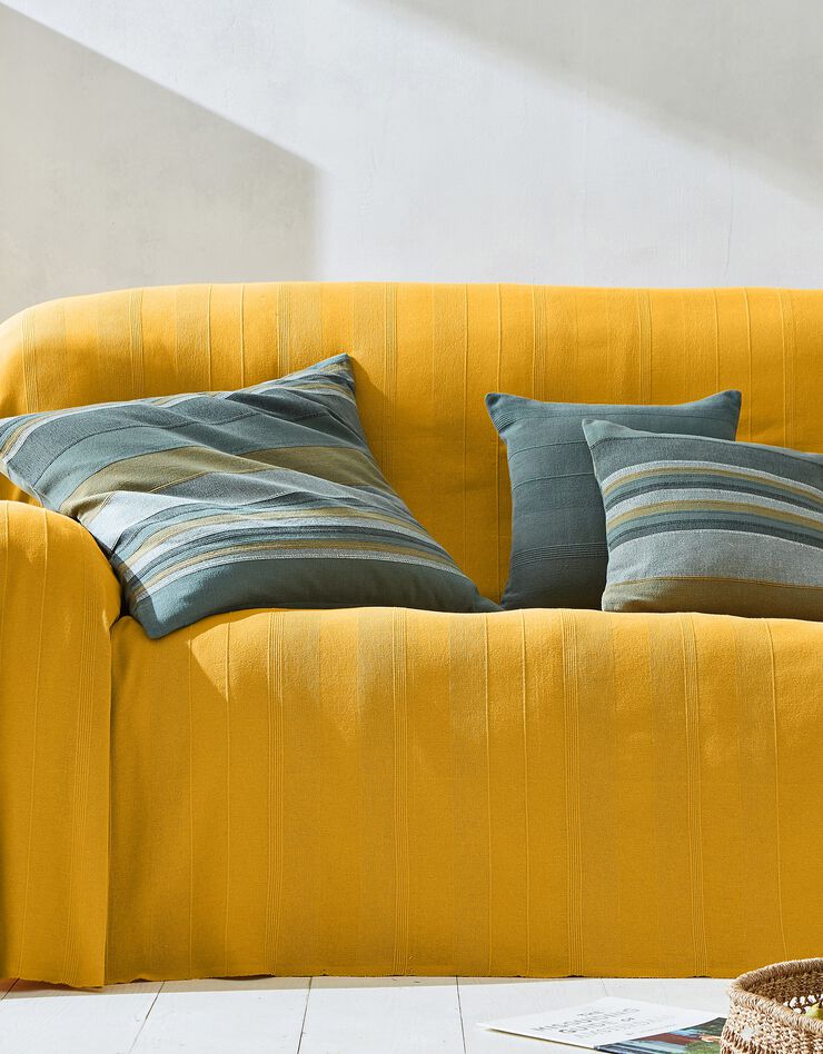 Housse coussin multicolore coton tissage artisanal - lot de 2 (vert grisé)
