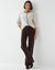 Cardigan &agrave; bords festonn&eacute;s contrast&eacute;s, enrichi en laine (beige / chocolat)