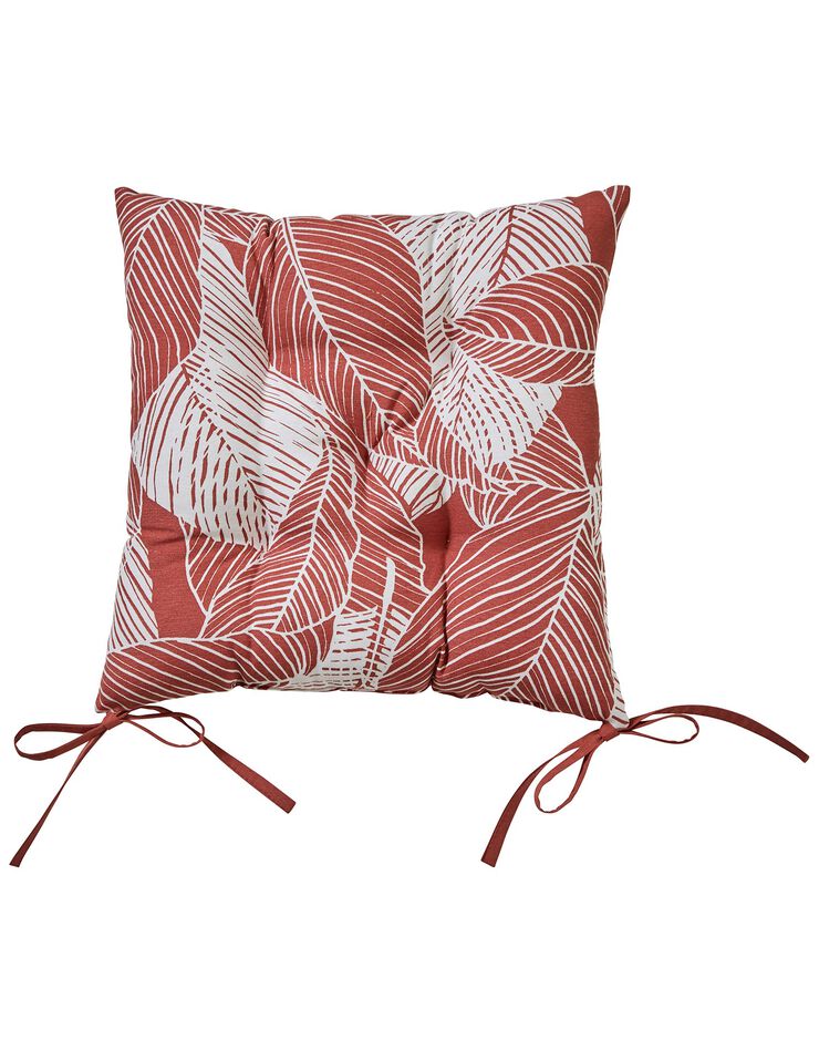 Galette de chaise carrée imprimé feuillage - lot de 2 (terracotta)