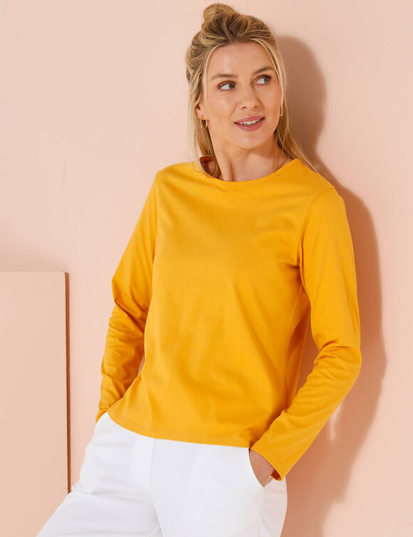 T-shirt uni manches longues (miel)