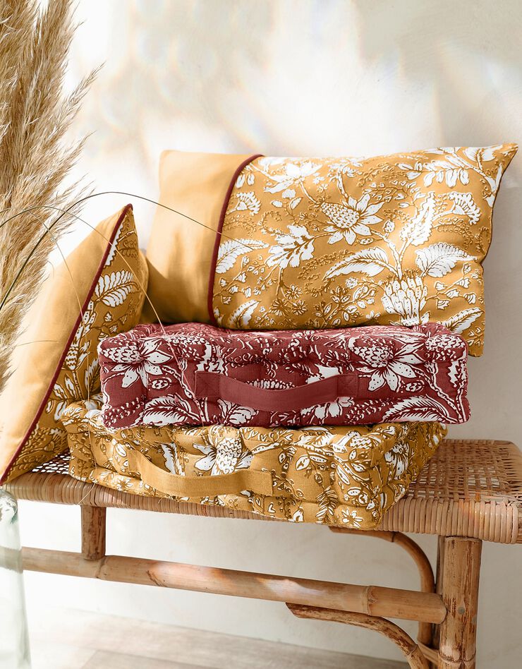 Housse de coussin rectangulaire imprimé fleurs indiennes - lot de 2 (miel) Housse de coussin rectangulaire imprimé fleurs indiennes - lot de 2 (miel)
