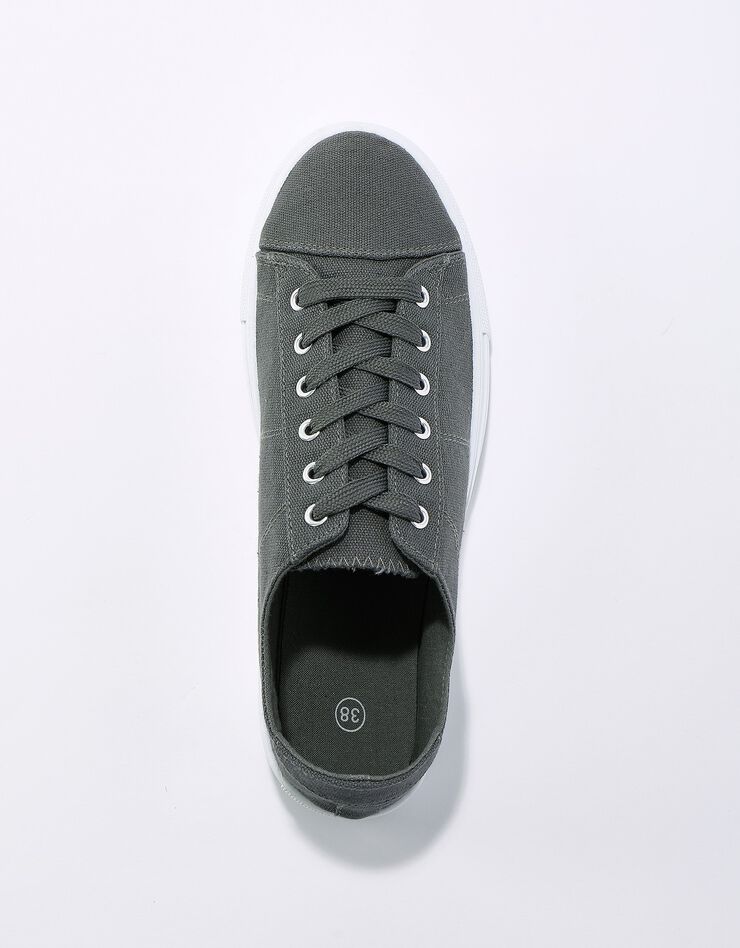Tennis lacées en toile à semelle plateforme compensée (anthracite) Tennis lacées en toile à semelle plateforme compensée (anthracite)