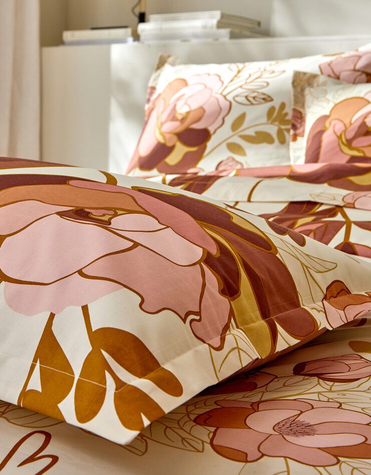 Linge de lit Louise imprimé floral – percale coton (ivoire)