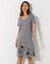 Chemise de nuit courte imprimé chat - lot de 2 (pêche / gris)