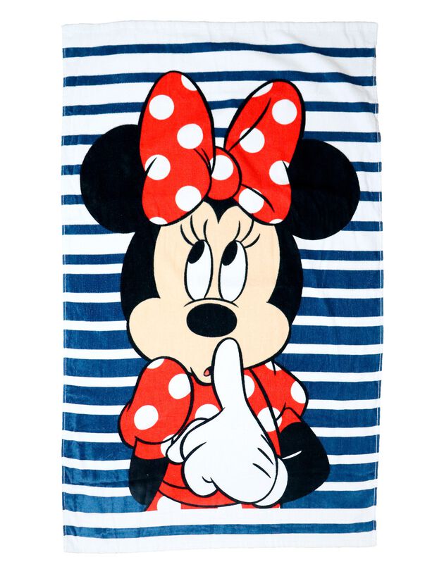 Drap de bain Disney® Minnie - éponge velours 320g/m2 (rouge / bleu)
