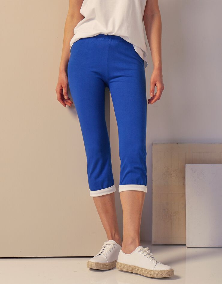 Legging corsaire revers contrastés (bleu / blanc) Legging corsaire revers contrastés (bleu / blanc)