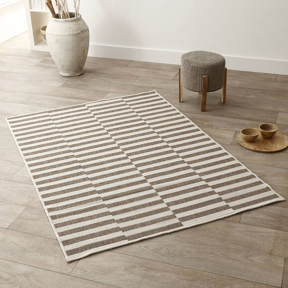 Tapis rectangulaire à rayures (taupe)