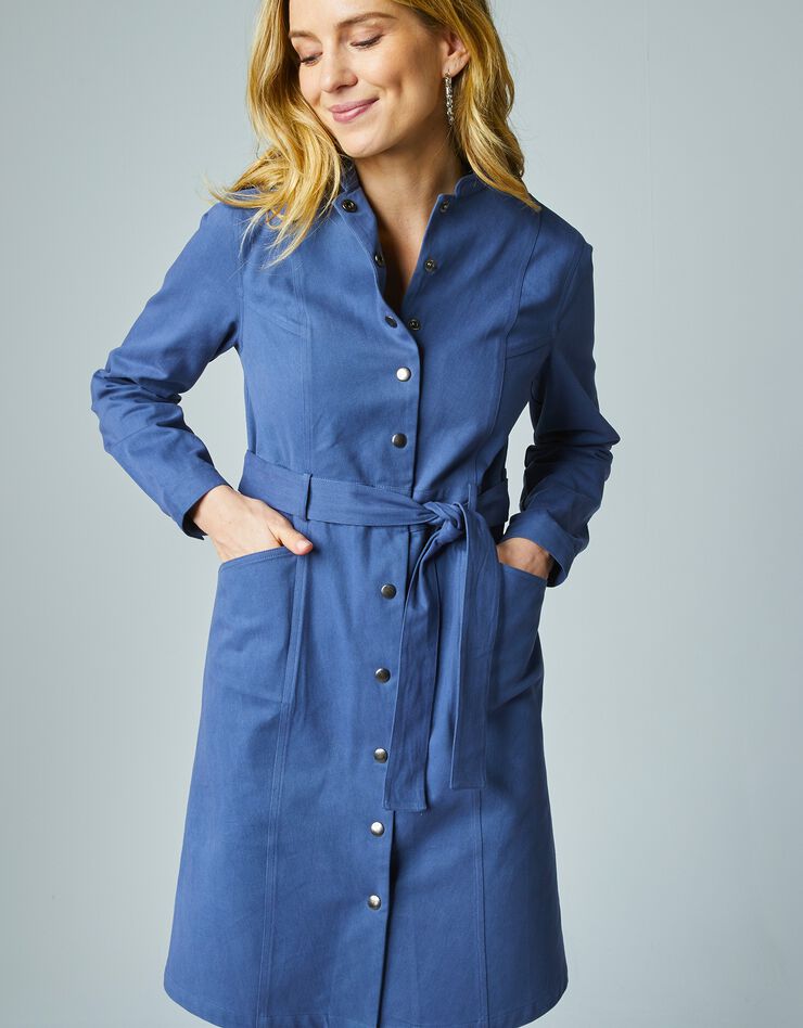 Robe-chemise pressionnée esprit saharienne (bleu jean) Robe-chemise pressionnée esprit saharienne (bleu jean)