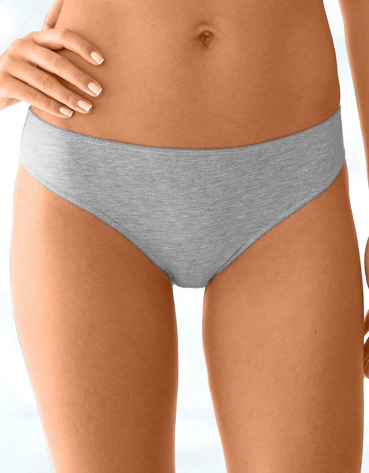 Culotte forme tanga coton stretch - Lot de 4 (gris chiné + noir) Culotte forme tanga coton stretch - Lot de 4 (gris chiné + noir)