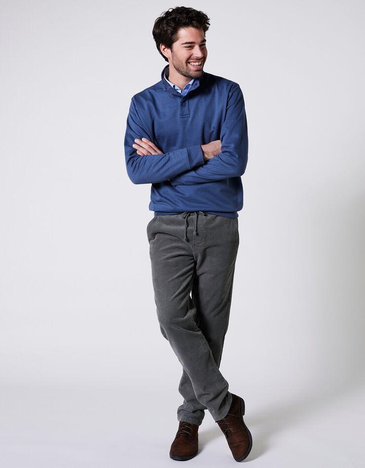 Pantalon en velours fines côtes taille élastiquée (vert grisé) Pantalon en velours fines côtes taille élastiquée (vert grisé)