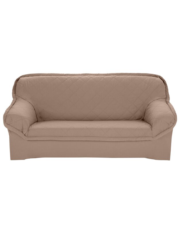 Housse bachette matelassée coton uni fauteuils canapés accoudoirs (taupe)