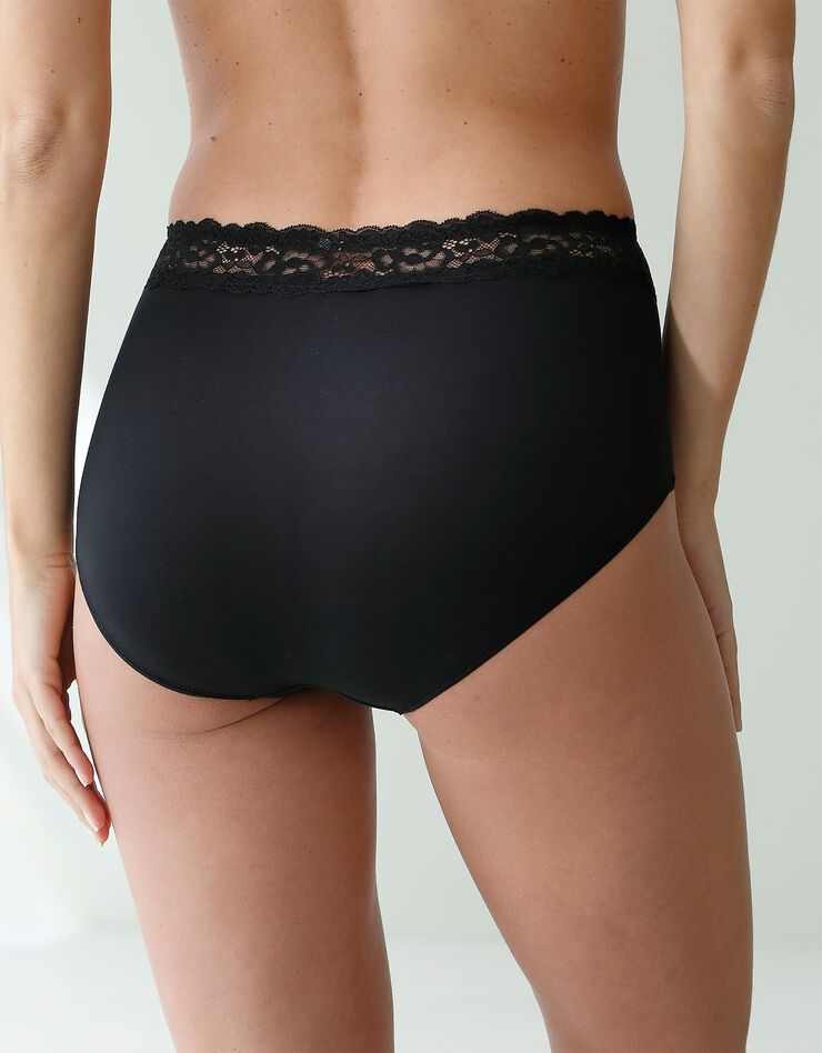 Culotte supermaxi coton stretch ceinture dentelle - lot de 2 (noir) Culotte supermaxi coton stretch ceinture dentelle - lot de 2 (noir)