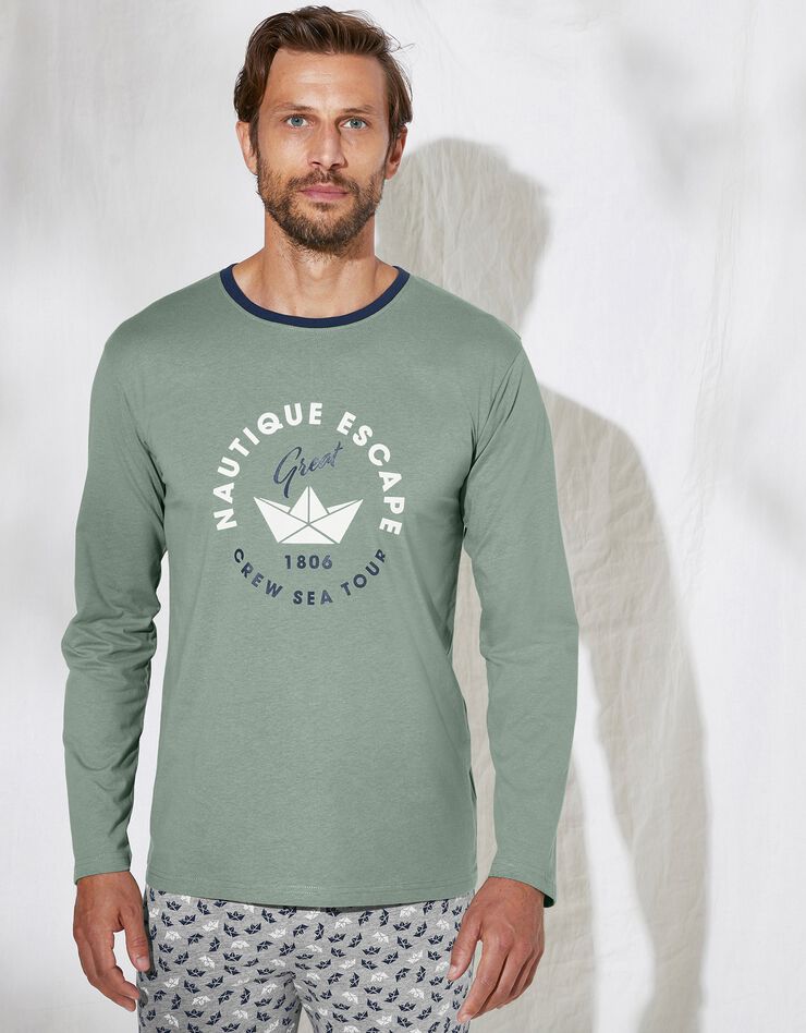 Tee-shirt pyjama imprimé manches longues (vert) Tee-shirt pyjama imprimé manches longues (vert)