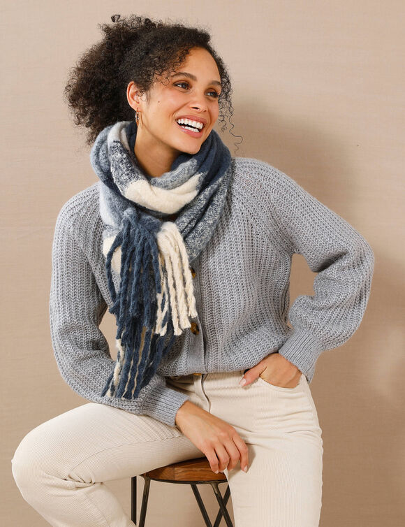 Gilet moelleux en maille anglaise  (gris chiné)