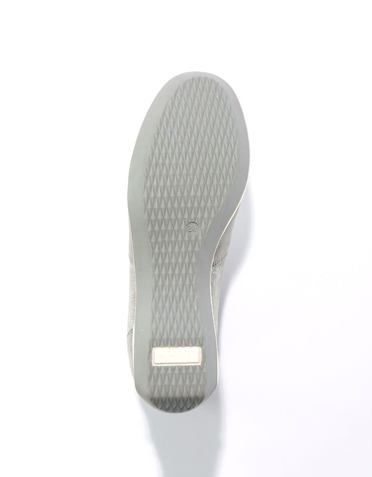 Baskets zippées compensées en cuir femme (gris clair) Baskets zippées compensées en cuir femme (gris clair)