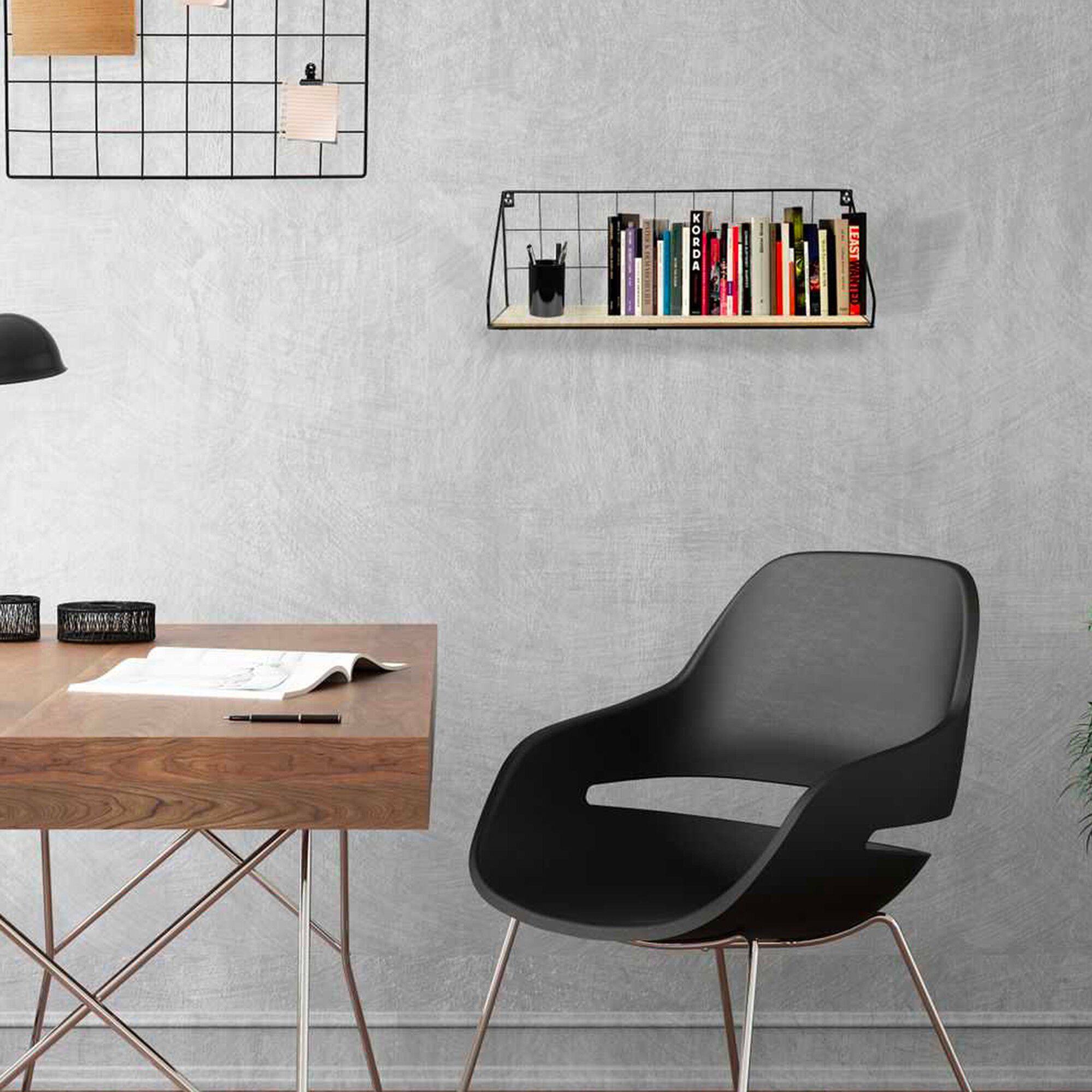 Etagère filaire métal et bois 1 tablette noir Blancheporte