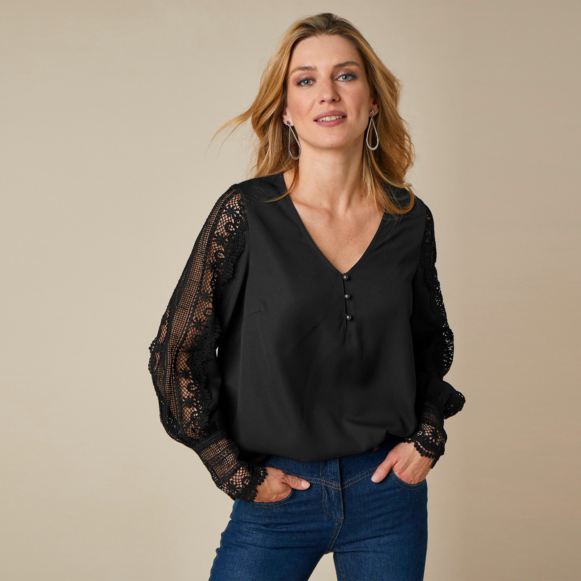 Robe Halston Heritage Taille 2 - Col V, Manches Longues - Crêpe épicéa Neuve