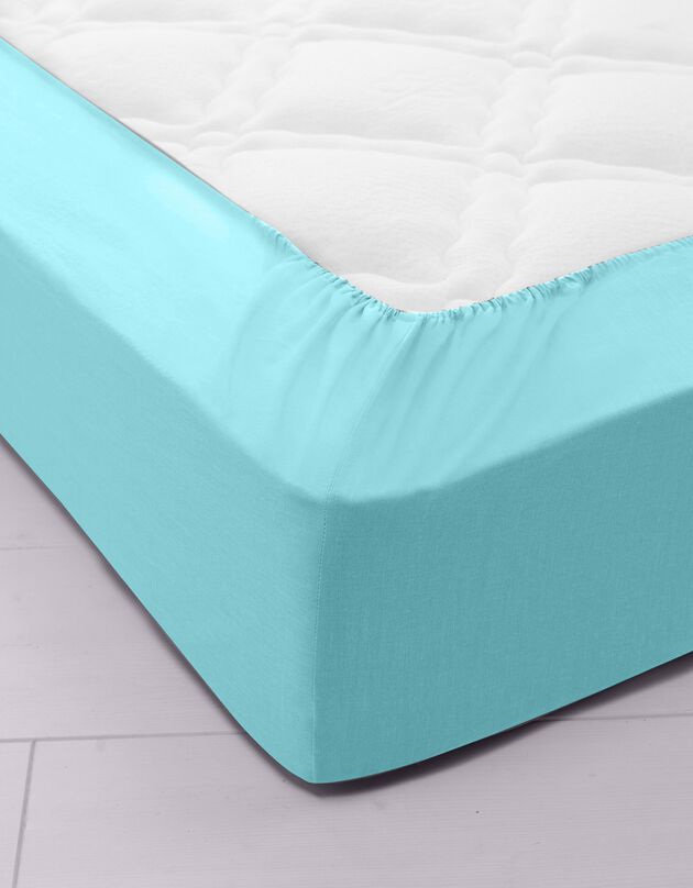 Drap-housse uni coton bonnet 32 cm (lagon)