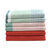Torchons ray&eacute;s et uni coton tiss&eacute; teint - lots (vert / terracotta)