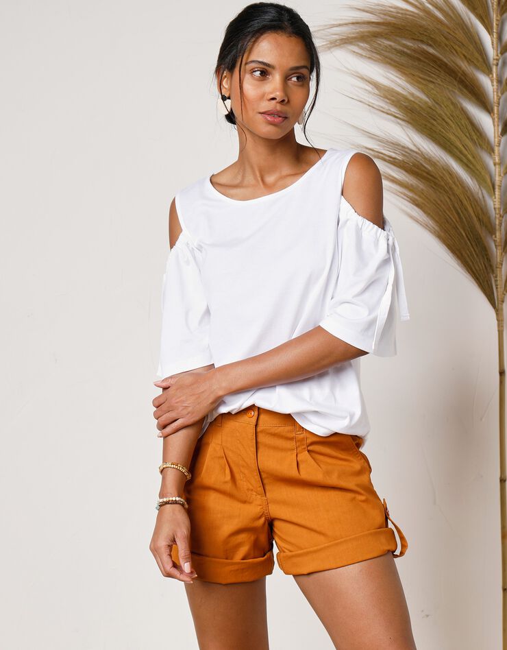 Tee-shirt épaules dénudées (blanc) Tee-shirt épaules dénudées (blanc)