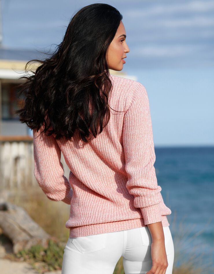 Pull col rond maille anglaise (rose chiné) Pull col rond maille anglaise (rose chiné)