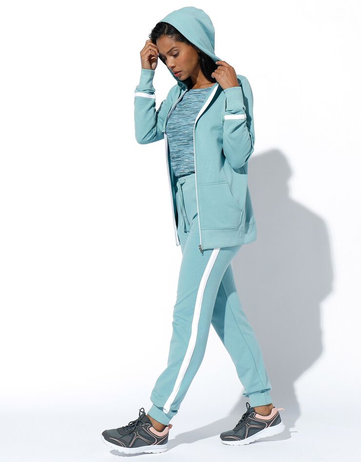 Veste bicolore zippée molleton gratté (vert grisé / blanc) Veste bicolore zippée molleton gratté (vert grisé / blanc)