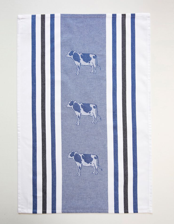 Torchons motif poule et vache - lot de 4 (bleu + gris) Torchons motif poule et vache - lot de 4 (bleu + gris)