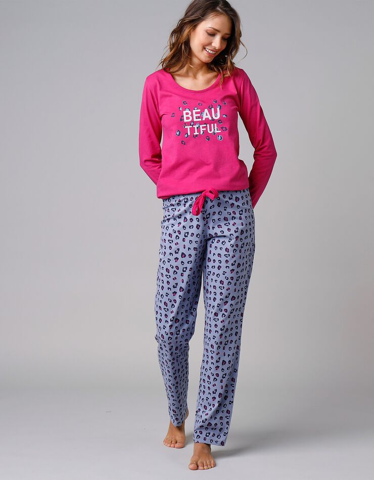 Pantalon pyjama coton imprimé "Beautiful" (bleu) Pantalon pyjama coton imprimé "Beautiful" (bleu)