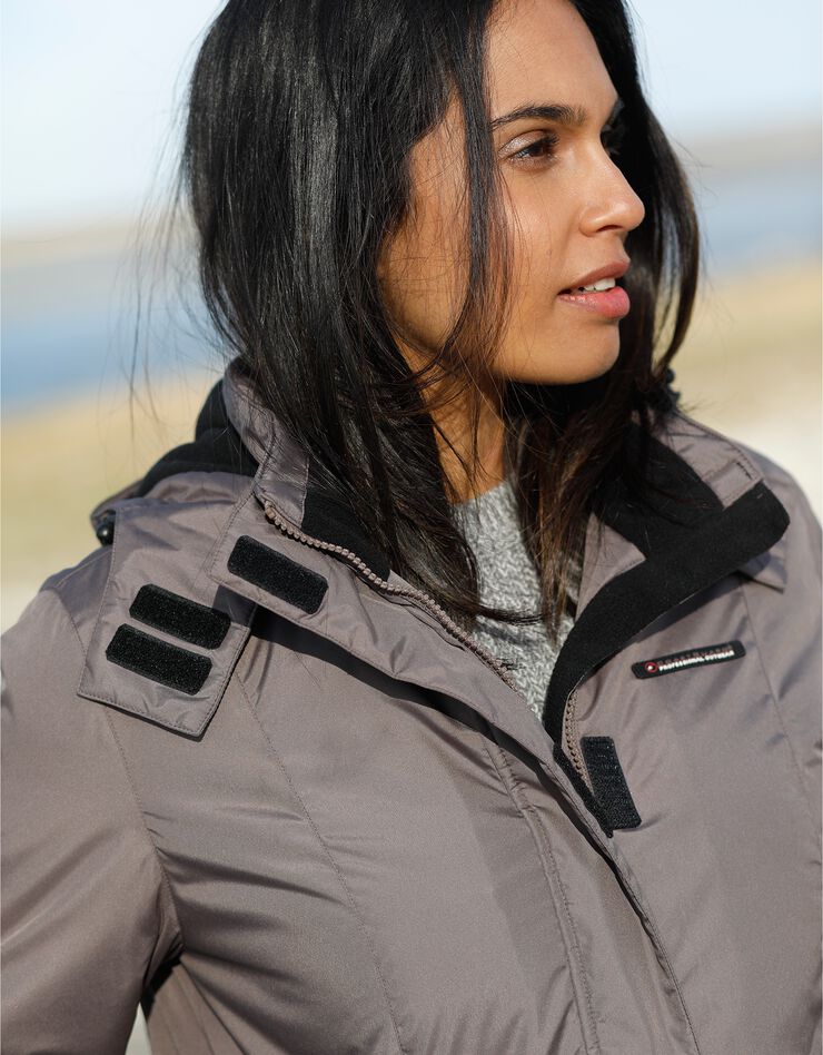 Parka imperméable doublée polaire unie (taupe) Parka imperméable doublée polaire unie (taupe)