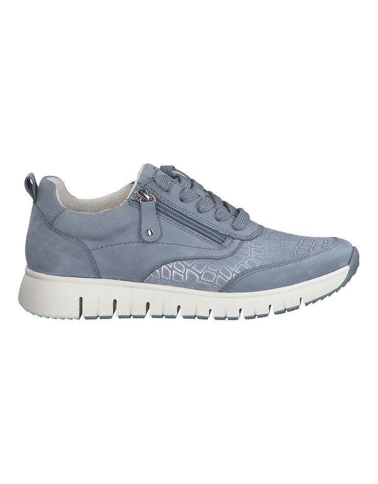 Baskets zippées en cuir - largeur confort (bleu ciel)