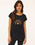 T-shirt col rond imprim&eacute; plac&eacute; (noir)