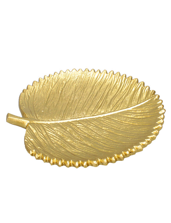 Coupelle forme feuille, polyr&eacute;sine dor&eacute;e  (dor&eacute;)