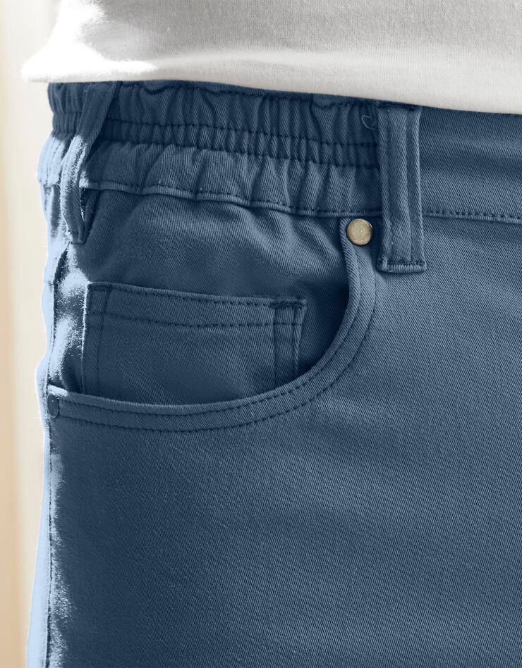 Pantalon droit 5 poches twill coton extensible (bleu grisé) Pantalon droit 5 poches twill coton extensible (bleu grisé)