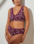 Soutien-gorge grand maintien coton imprim&eacute; fleuri "Capella" - sans armatures (prune)