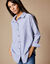 Chemise longue ray&eacute;e base liquette, fil tiss&eacute; teint (bleu / blanc)